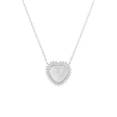 Sweet Heart Mother Of Pearl Silver Pendant Chain
